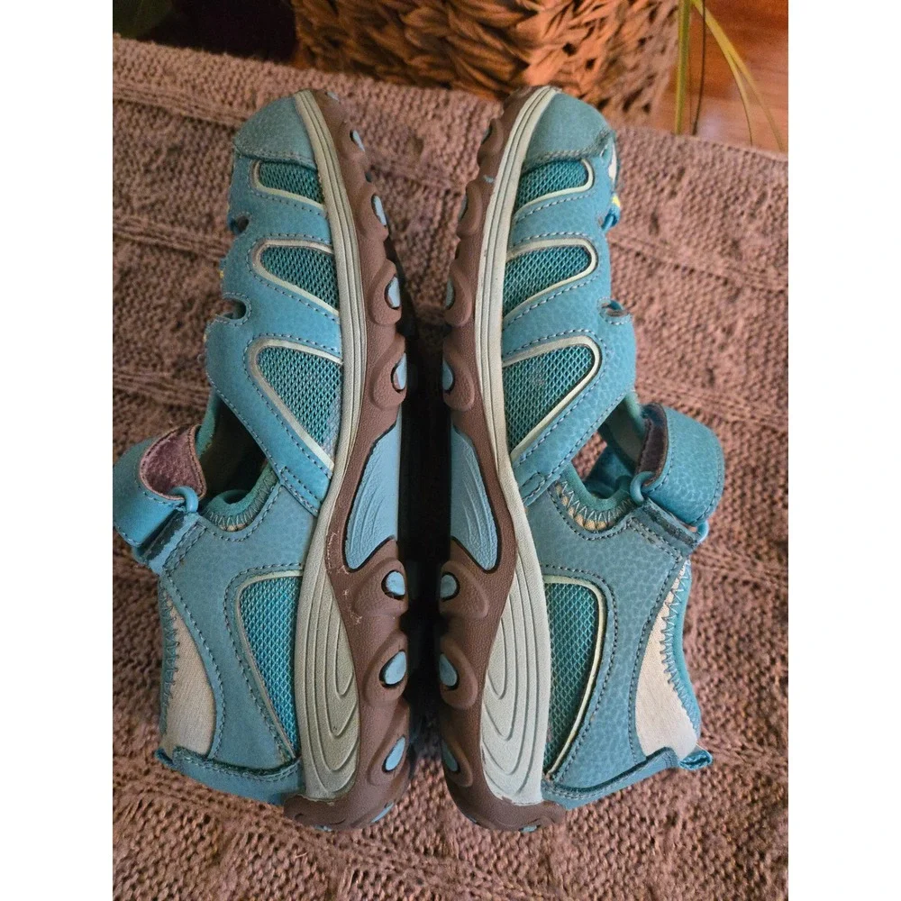 MERRELL Hydro H2O Hiker Kids Blue Teal Leather Mesh Water Sandals Size 5W